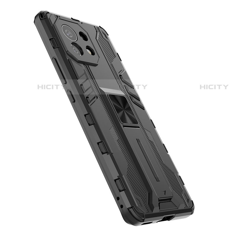 Custodia Silicone e Plastica Opaca Cover con Magnetico Supporto H01 per Xiaomi Mi 11 Lite 4G