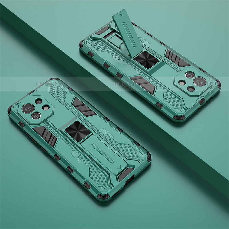 Custodia Silicone e Plastica Opaca Cover con Magnetico Supporto H01 per Xiaomi Mi 11 Lite 5G NE Verde