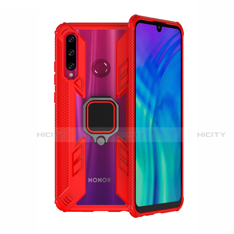 Custodia Silicone e Plastica Opaca Cover con Magnetico Supporto H02 per Huawei Honor 10i Rosso