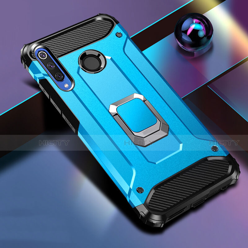 Custodia Silicone e Plastica Opaca Cover con Magnetico Supporto K01 per Huawei Honor 20 Lite Blu