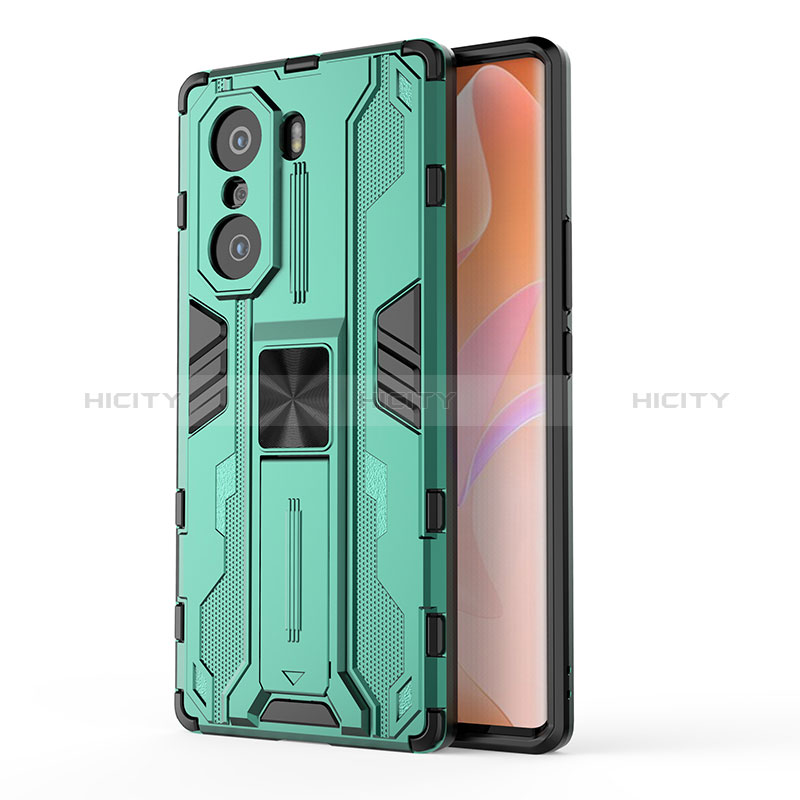 Custodia Silicone e Plastica Opaca Cover con Magnetico Supporto KC1 per Huawei Honor 60 Pro 5G Verde