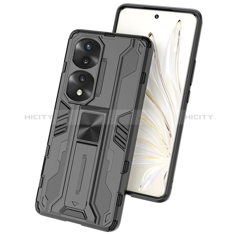 Custodia Silicone e Plastica Opaca Cover con Magnetico Supporto KC1 per Huawei Honor 70 Pro 5G