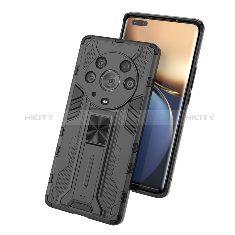 Custodia Silicone e Plastica Opaca Cover con Magnetico Supporto KC1 per Huawei Honor Magic3 Pro 5G