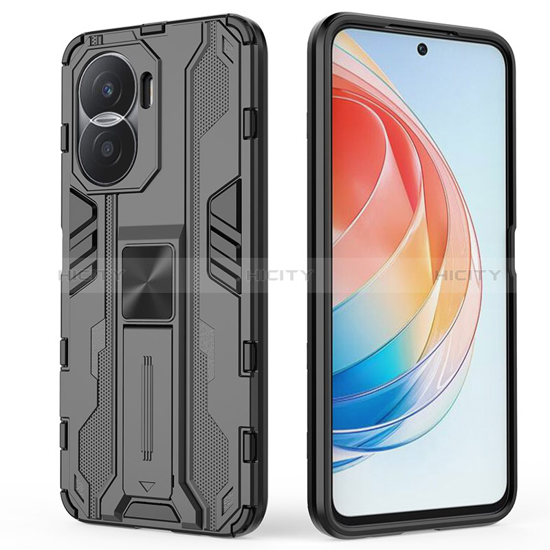 Custodia Silicone e Plastica Opaca Cover con Magnetico Supporto KC1 per Huawei Honor X40i 5G