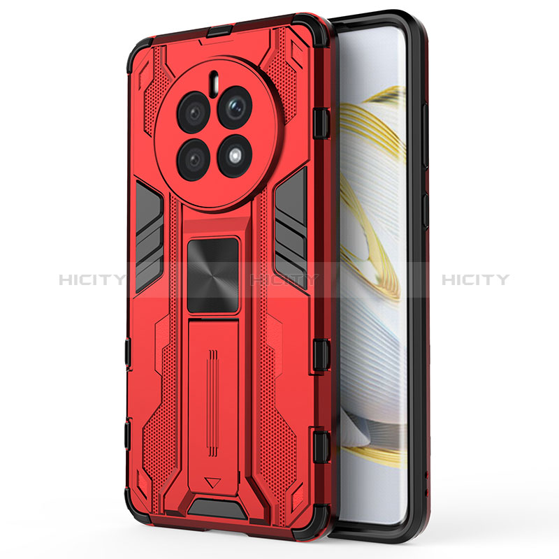 Custodia Silicone e Plastica Opaca Cover con Magnetico Supporto KC1 per Huawei Mate 50 Rosso