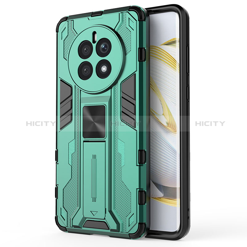 Custodia Silicone e Plastica Opaca Cover con Magnetico Supporto KC1 per Huawei Mate 50E Verde