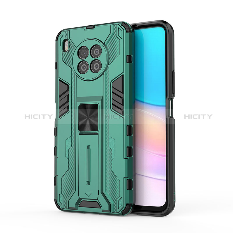 Custodia Silicone e Plastica Opaca Cover con Magnetico Supporto KC1 per Huawei Nova 8i Verde