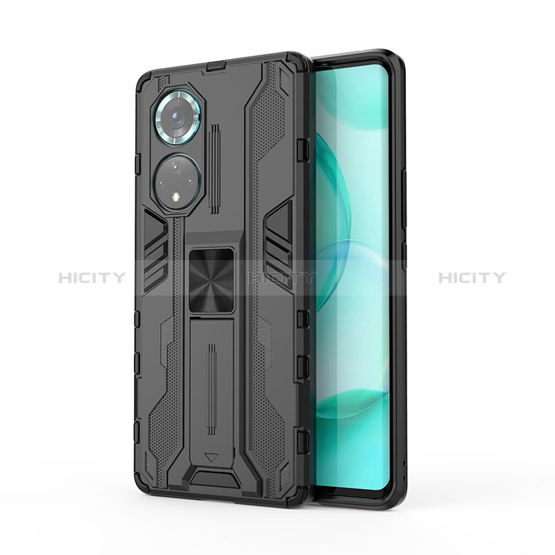 Custodia Silicone e Plastica Opaca Cover con Magnetico Supporto KC1 per Huawei Nova 9 Pro Nero