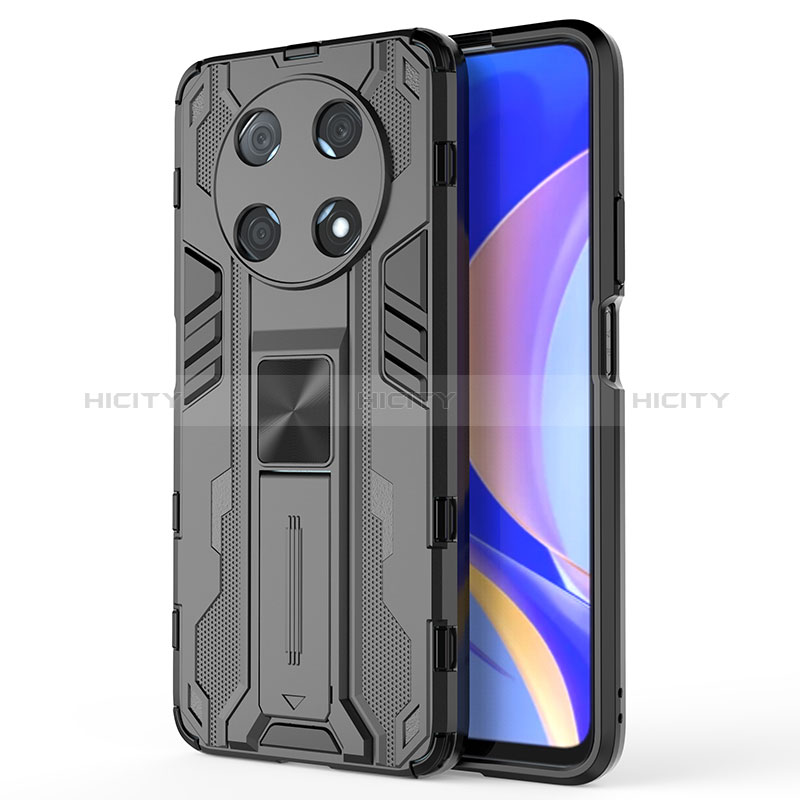 Custodia Silicone e Plastica Opaca Cover con Magnetico Supporto KC1 per Huawei Nova Y90 Nero