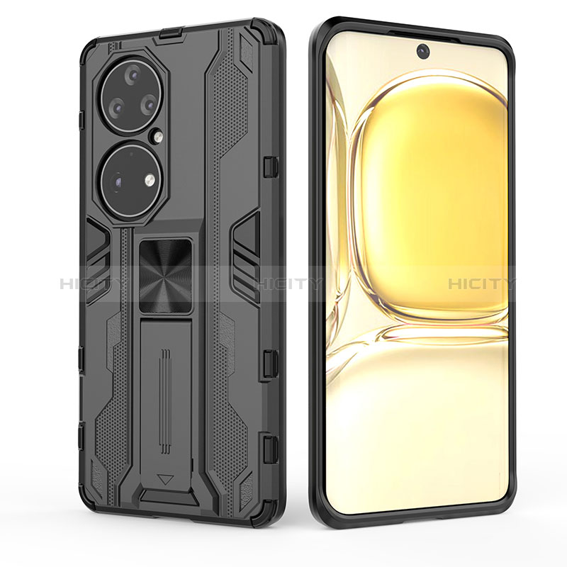 Custodia Silicone e Plastica Opaca Cover con Magnetico Supporto KC1 per Huawei P50