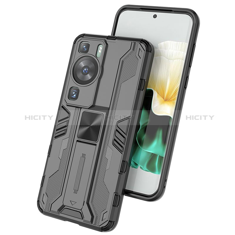 Custodia Silicone e Plastica Opaca Cover con Magnetico Supporto KC1 per Huawei P60