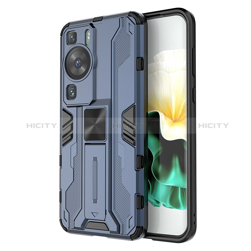 Custodia Silicone e Plastica Opaca Cover con Magnetico Supporto KC1 per Huawei P60 Pro