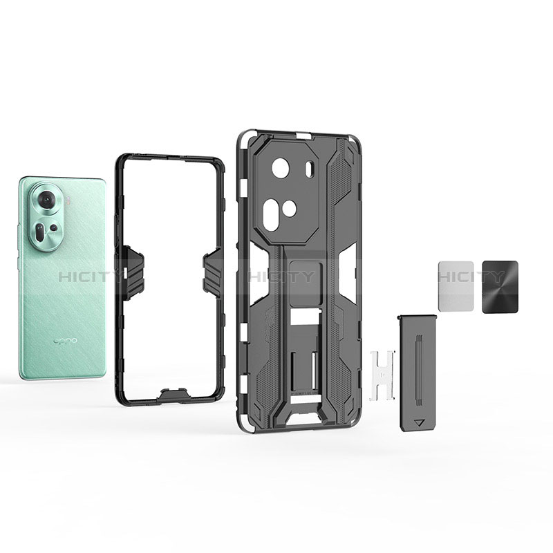 Custodia Silicone e Plastica Opaca Cover con Magnetico Supporto KC1 per Oppo Reno11 5G