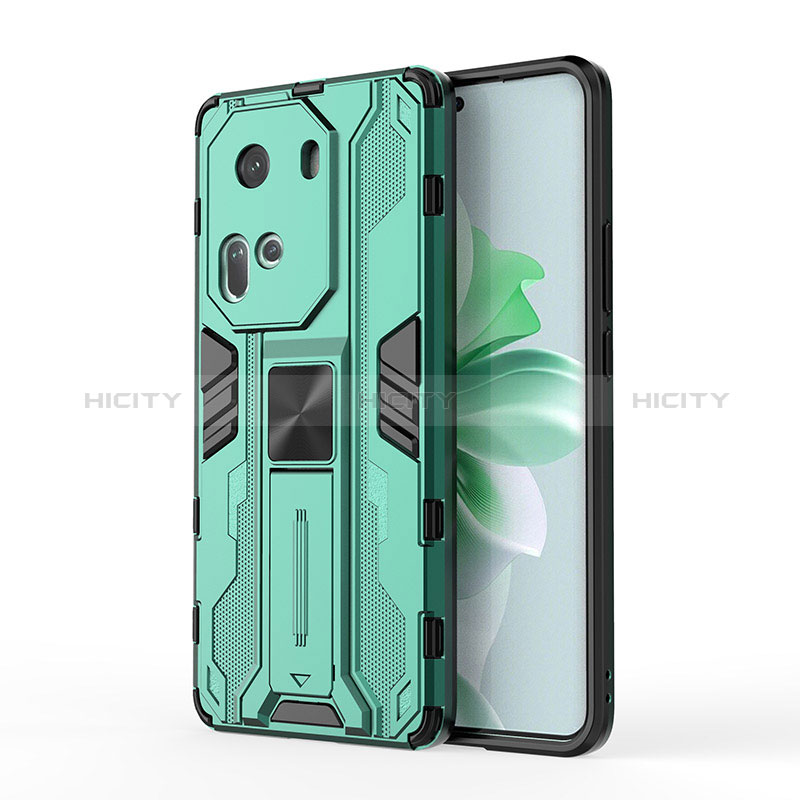 Custodia Silicone e Plastica Opaca Cover con Magnetico Supporto KC1 per Oppo Reno11 5G Verde