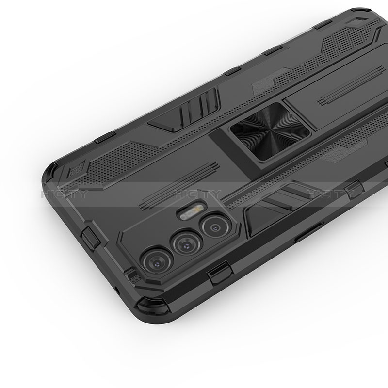 Custodia Silicone e Plastica Opaca Cover con Magnetico Supporto KC1 per Realme GT 5G