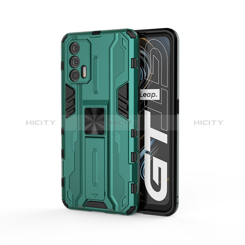 Custodia Silicone e Plastica Opaca Cover con Magnetico Supporto KC1 per Realme GT Neo 5G