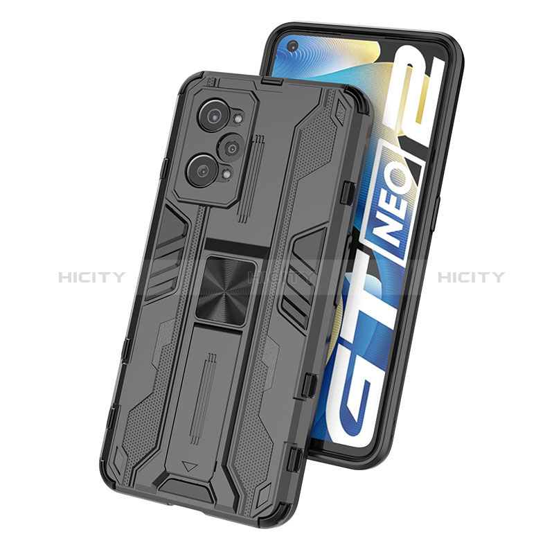 Custodia Silicone e Plastica Opaca Cover con Magnetico Supporto KC1 per Realme GT Neo2 5G