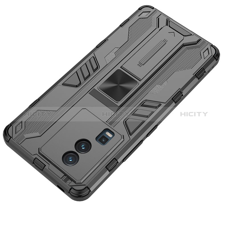 Custodia Silicone e Plastica Opaca Cover con Magnetico Supporto KC1 per Vivo iQOO Neo7 SE