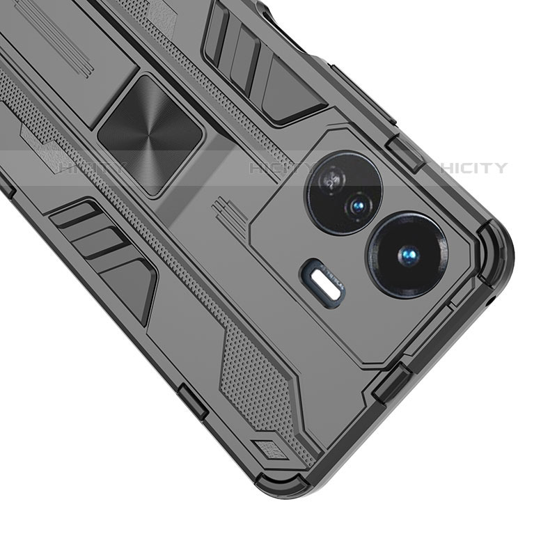 Custodia Silicone e Plastica Opaca Cover con Magnetico Supporto KC1 per Vivo iQOO Z6 Lite 5G