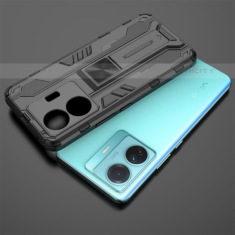 Custodia Silicone e Plastica Opaca Cover con Magnetico Supporto KC1 per Vivo iQOO Z6 Pro 5G