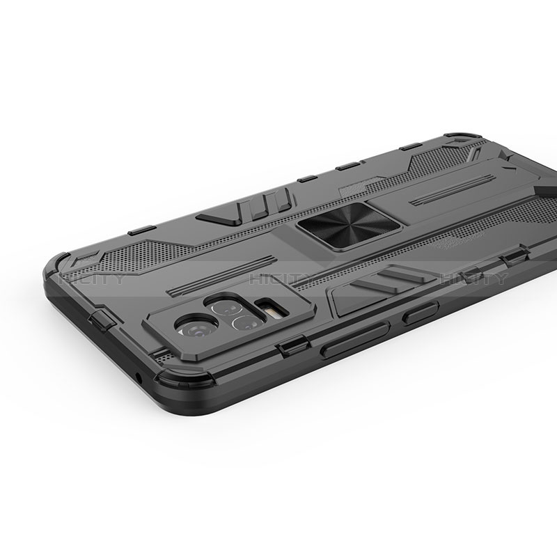 Custodia Silicone e Plastica Opaca Cover con Magnetico Supporto KC1 per Vivo V21e 4G