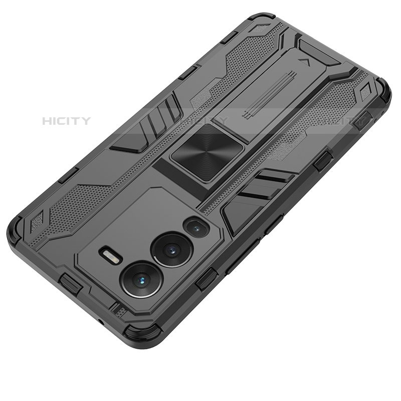 Custodia Silicone e Plastica Opaca Cover con Magnetico Supporto KC1 per Vivo V25 Pro 5G