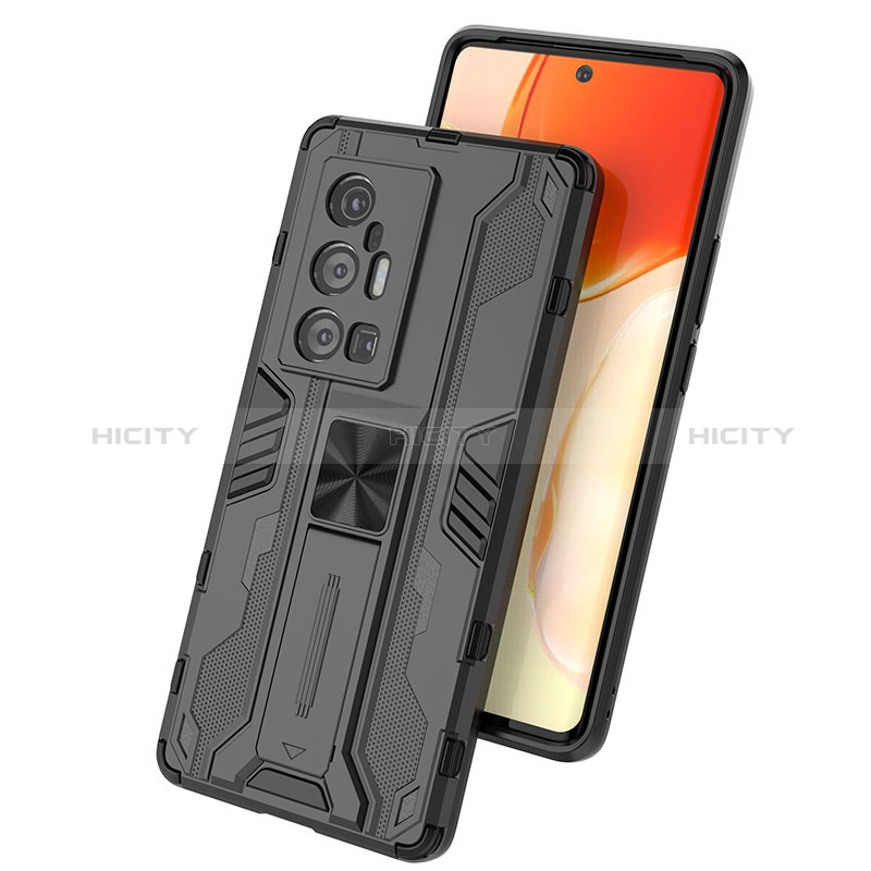 Custodia Silicone e Plastica Opaca Cover con Magnetico Supporto KC1 per Vivo X70 Pro+ Plus 5G