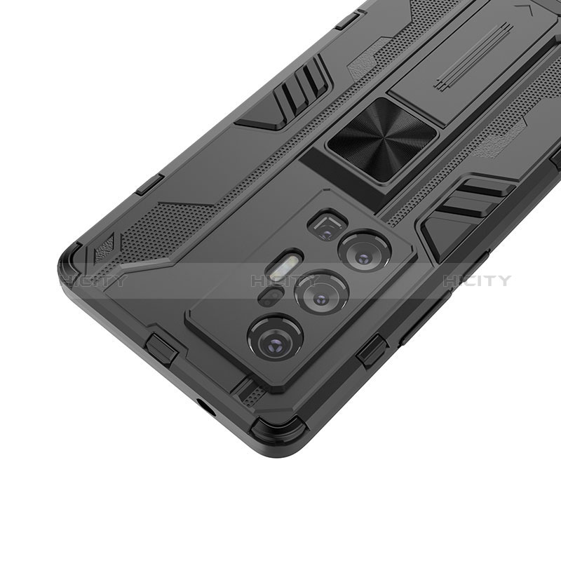 Custodia Silicone e Plastica Opaca Cover con Magnetico Supporto KC1 per Vivo X70 Pro+ Plus 5G