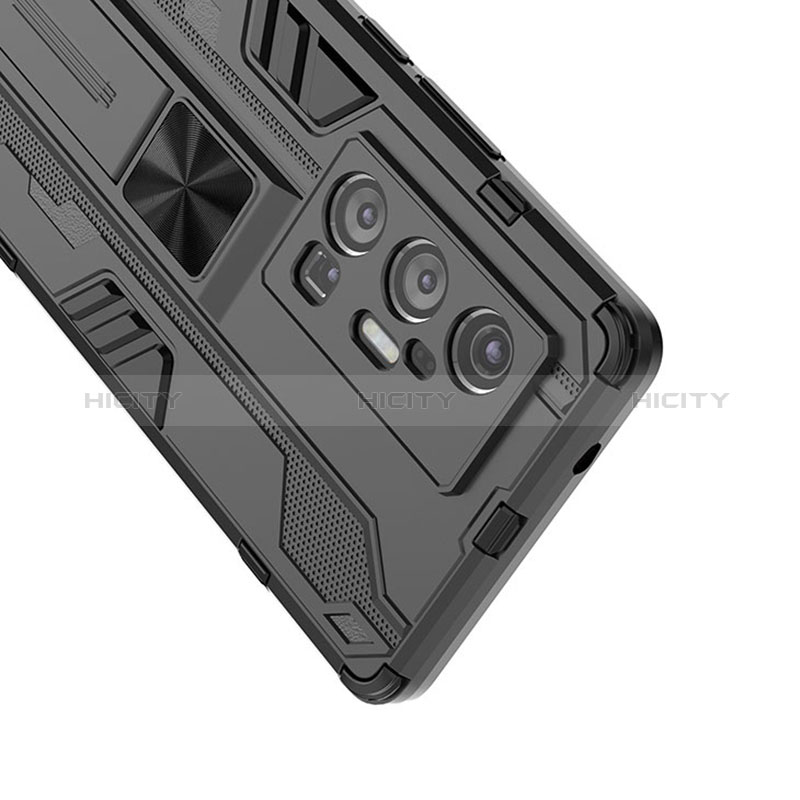 Custodia Silicone e Plastica Opaca Cover con Magnetico Supporto KC1 per Vivo X70 Pro+ Plus 5G