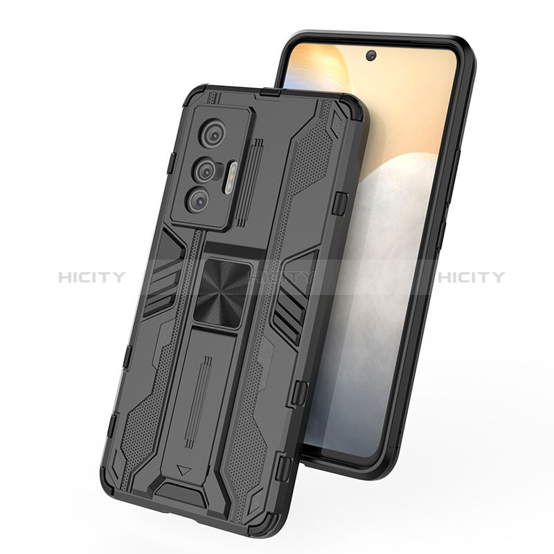 Custodia Silicone e Plastica Opaca Cover con Magnetico Supporto KC1 per Vivo X70t