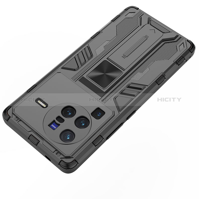 Custodia Silicone e Plastica Opaca Cover con Magnetico Supporto KC1 per Vivo X80 Pro 5G