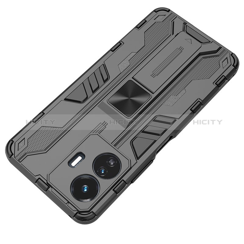 Custodia Silicone e Plastica Opaca Cover con Magnetico Supporto KC1 per Vivo Y77 5G