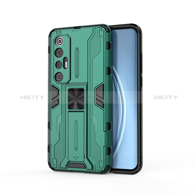 Custodia Silicone e Plastica Opaca Cover con Magnetico Supporto KC1 per Xiaomi Mi 10S 5G Verde