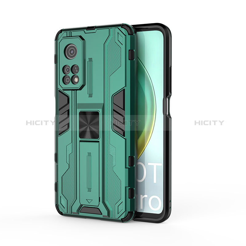 Custodia Silicone e Plastica Opaca Cover con Magnetico Supporto KC1 per Xiaomi Mi 10T 5G Verde