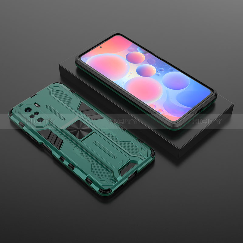 Custodia Silicone e Plastica Opaca Cover con Magnetico Supporto KC1 per Xiaomi Mi 11i 5G Verde