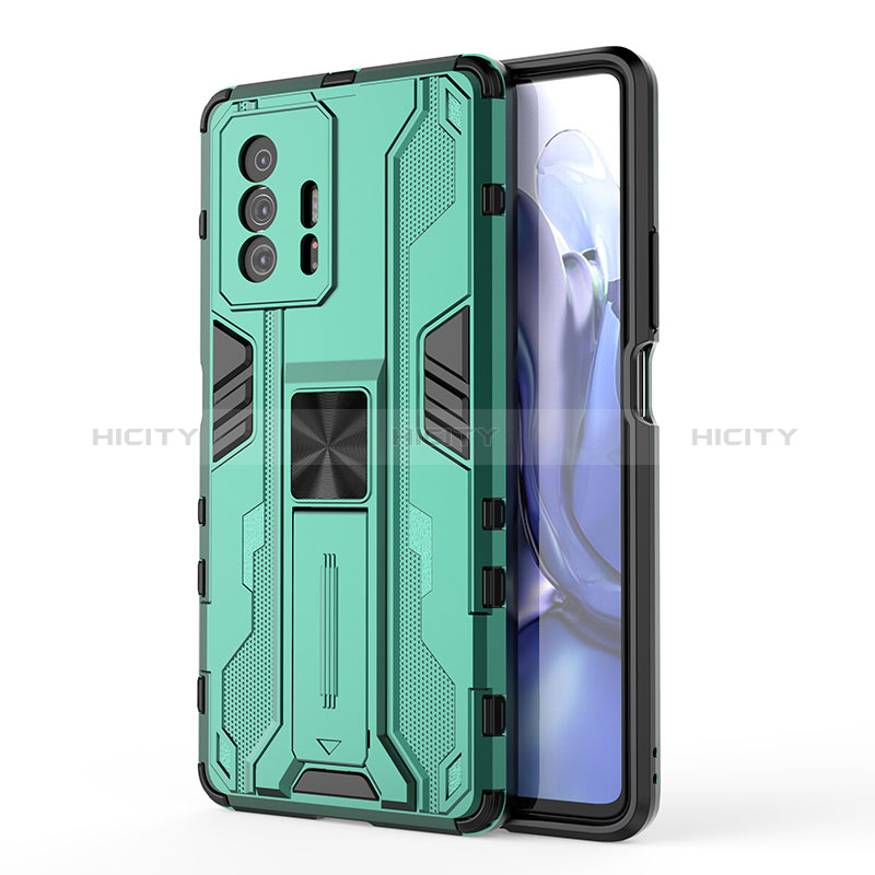 Custodia Silicone e Plastica Opaca Cover con Magnetico Supporto KC1 per Xiaomi Mi 11T 5G Verde