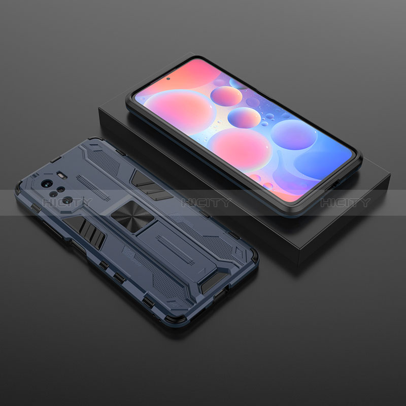 Custodia Silicone e Plastica Opaca Cover con Magnetico Supporto KC1 per Xiaomi Mi 11X 5G Blu