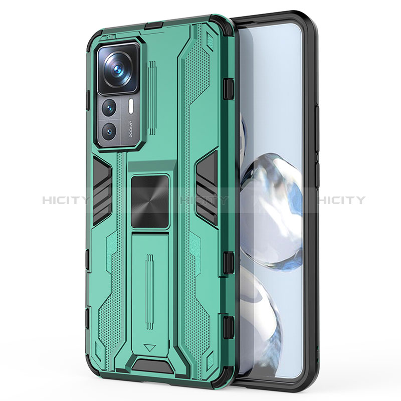 Custodia Silicone e Plastica Opaca Cover con Magnetico Supporto KC1 per Xiaomi Mi 12T Pro 5G Verde