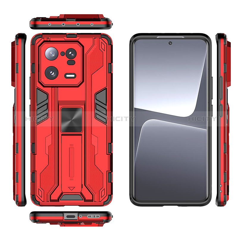 Custodia Silicone e Plastica Opaca Cover con Magnetico Supporto KC1 per Xiaomi Mi 13 Pro 5G