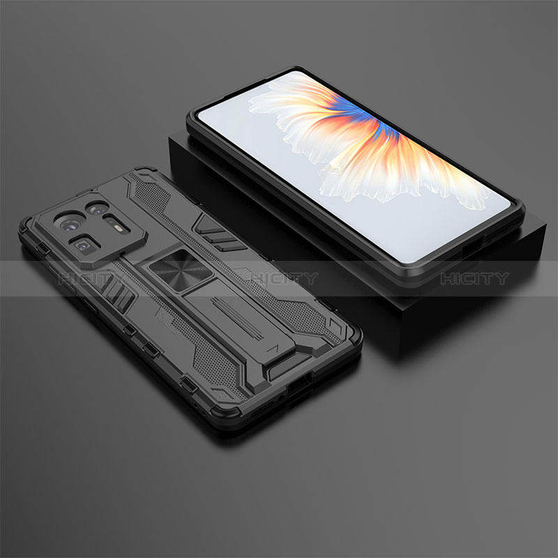 Custodia Silicone e Plastica Opaca Cover con Magnetico Supporto KC1 per Xiaomi Mi Mix 4 5G Nero