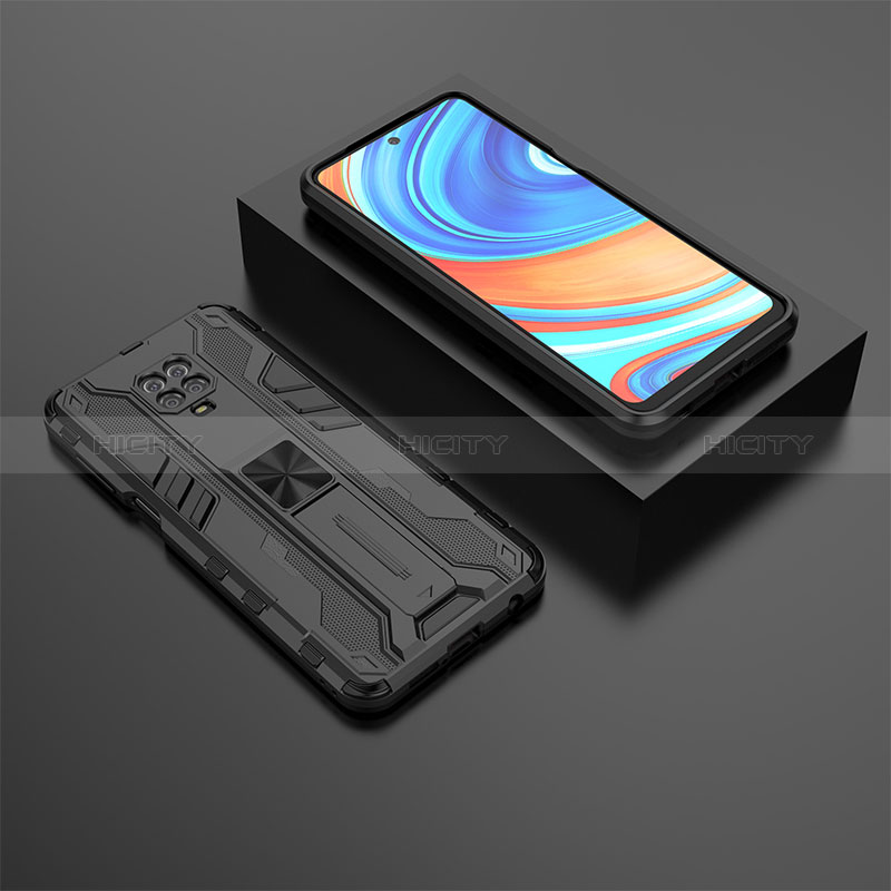 Custodia Silicone e Plastica Opaca Cover con Magnetico Supporto KC1 per Xiaomi Poco M2 Pro Nero