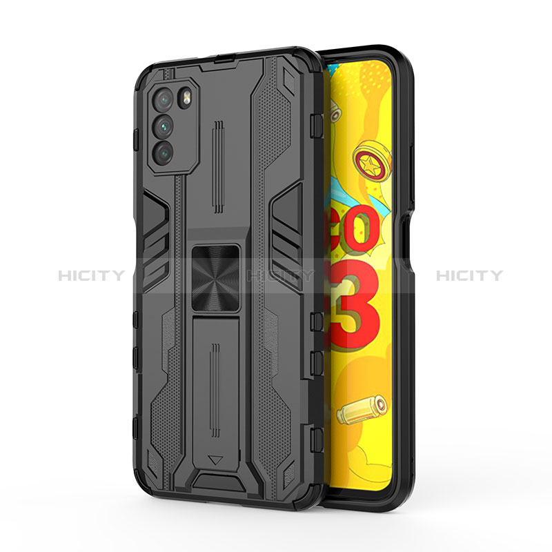 Custodia Silicone e Plastica Opaca Cover con Magnetico Supporto KC1 per Xiaomi Poco M3