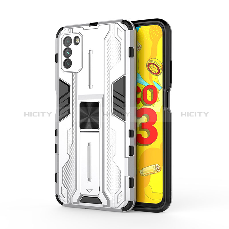 Custodia Silicone e Plastica Opaca Cover con Magnetico Supporto KC1 per Xiaomi Poco M3