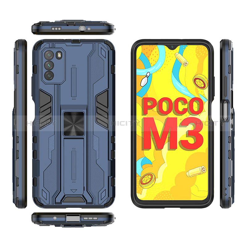 Custodia Silicone e Plastica Opaca Cover con Magnetico Supporto KC1 per Xiaomi Poco M3