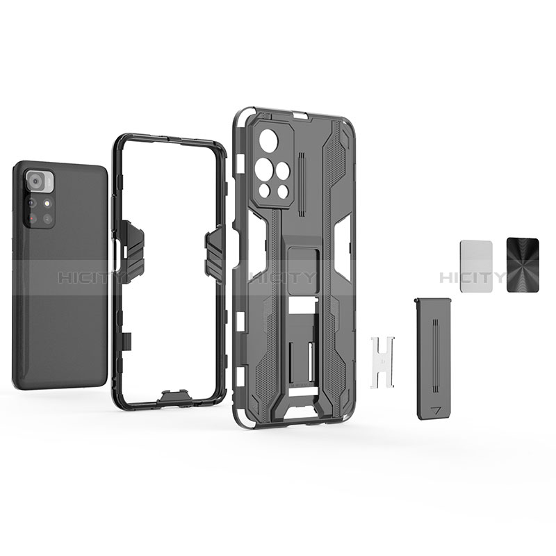 Custodia Silicone e Plastica Opaca Cover con Magnetico Supporto KC1 per Xiaomi Poco M4 Pro 5G