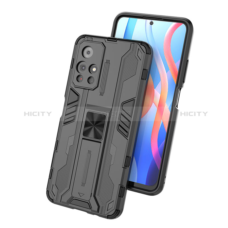 Custodia Silicone e Plastica Opaca Cover con Magnetico Supporto KC1 per Xiaomi Poco M4 Pro 5G