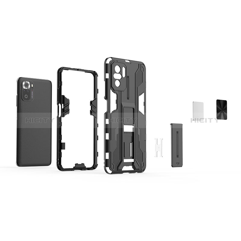 Custodia Silicone e Plastica Opaca Cover con Magnetico Supporto KC1 per Xiaomi Poco M5S