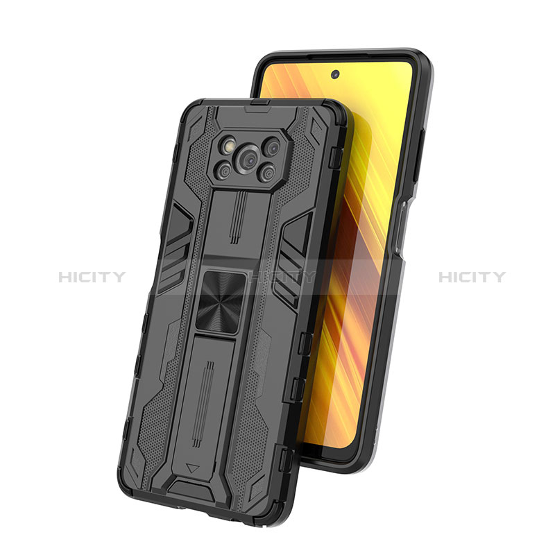 Custodia Silicone e Plastica Opaca Cover con Magnetico Supporto KC1 per Xiaomi Poco X3 NFC