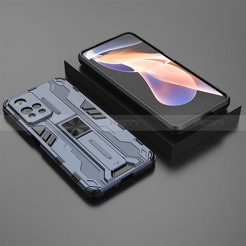 Custodia Silicone e Plastica Opaca Cover con Magnetico Supporto KC1 per Xiaomi Poco X4 NFC