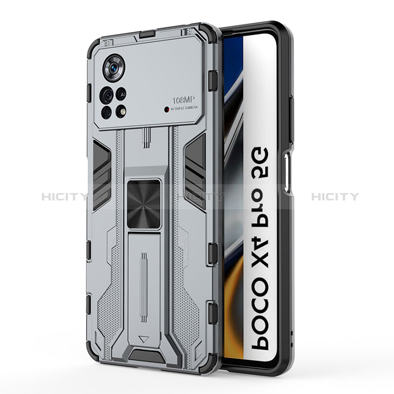 Custodia Silicone e Plastica Opaca Cover con Magnetico Supporto KC1 per Xiaomi Poco X4 Pro 5G